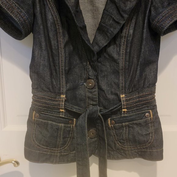 Guess Jeans Blue Denim Jacket with Tie - Picture 2 of 7